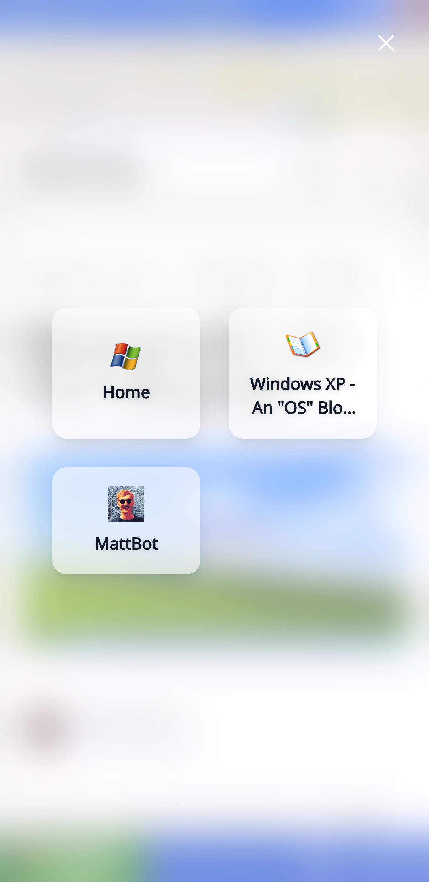 Windows XP mobile app selector