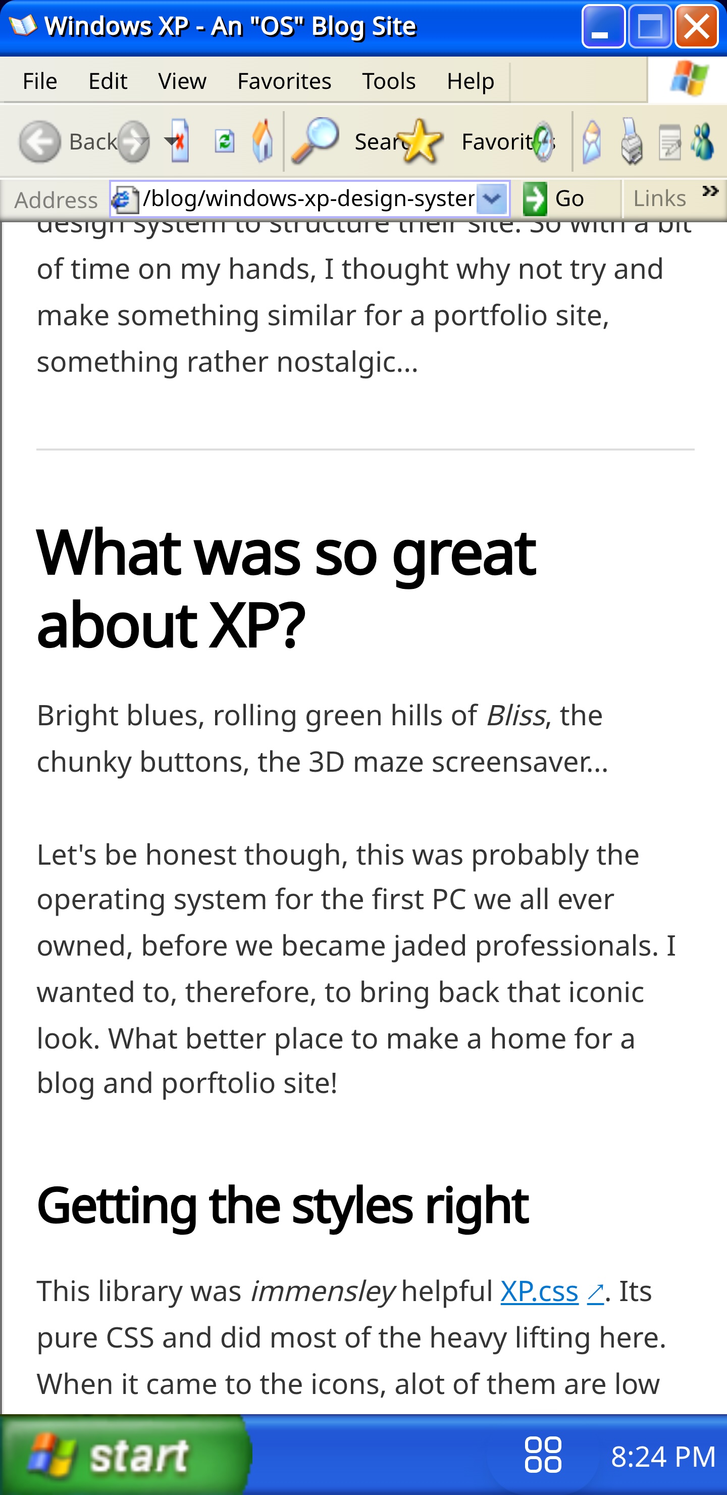 Windows XP mobile desktop