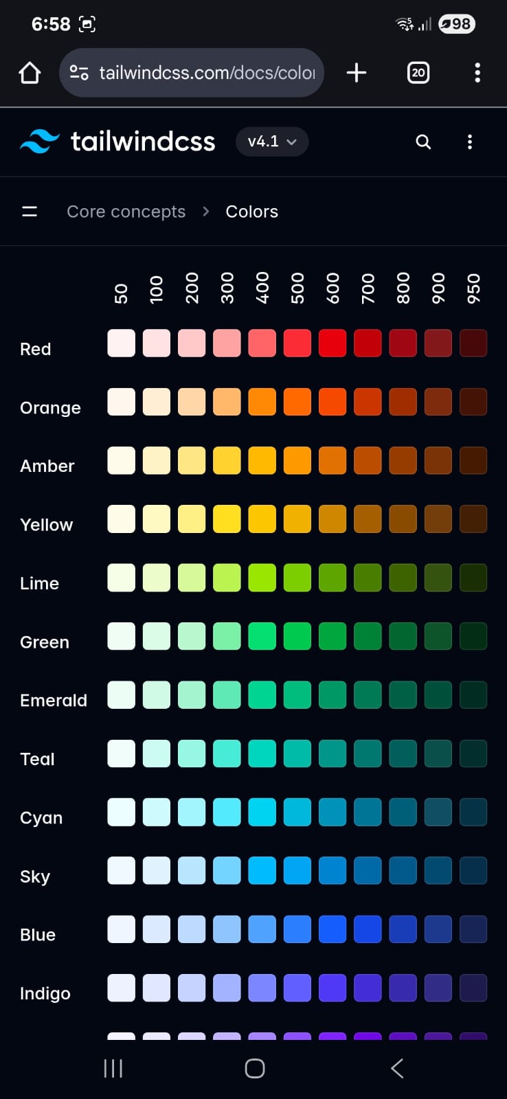 Chrome tailwind colours